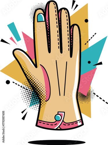 Vintage Long Leather Glove Vector Icon for Retro Fashion and Style Accessory