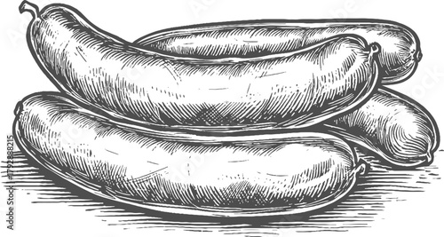 Frankfurter sausage illustration isolated on transparent background. Vector graphics