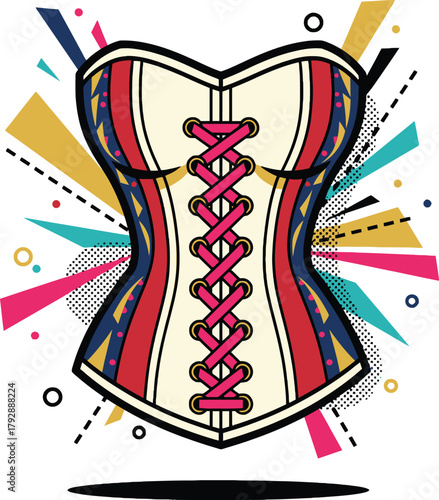 Retro Corset Vector Icon with Lacing for Vintage Lingerie Fashion and Style