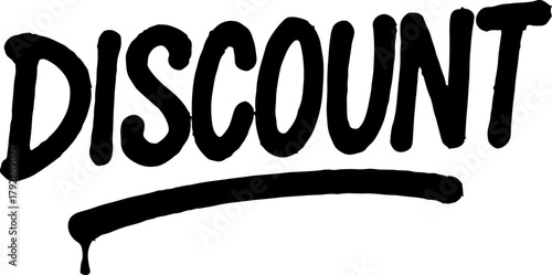 DiscoDiscount Word Text Vector: Spray Paint Graffiti Tagging Style, Grunge Typography, Urban Sale Banner Designunt Word Text Spray Graf...