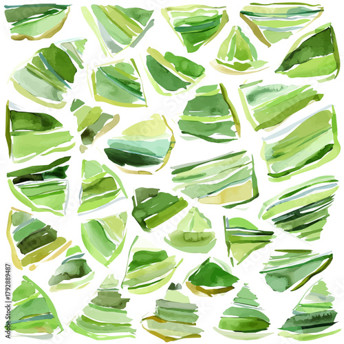 My Watercolor illustration, sliced snow pea painting illustration isolated on a white background, illustration, AI painting design, vector illustration set, eps format