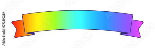 シンプルでポップなコピースペースのある虹色のリボン - フレームやバナー、装飾のデザインパーツ素材