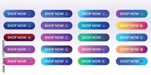 Gradient “Shop Now” Button Set for E-commerce and Web UI Design
