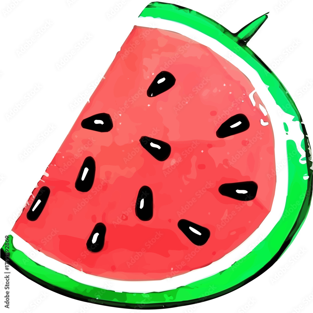 Obraz premium My cute Watercolor illustration, sliced watermelon painting illustration isolated on a white background, illustration, AI painting design, vector illustration set, eps format
