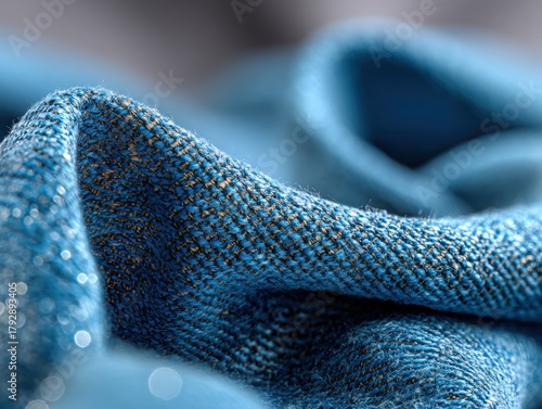 A close-up of textured, blu...