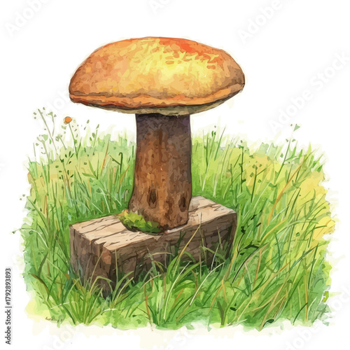 My Watercolor illustration, mushroom painting illustration isolated on a white background, illustration, AI painting design, vector illustration set, eps format