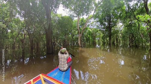 Boat tour through the submerged mangrove forest of Kampong Phluk, Cambodia