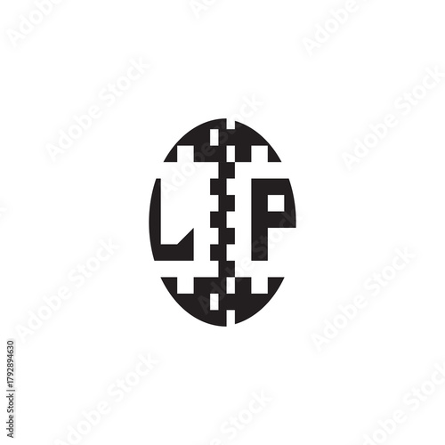 Pixel Logo Concept Bold Unique Design LP Monogram Initial Alphabet Alphabet