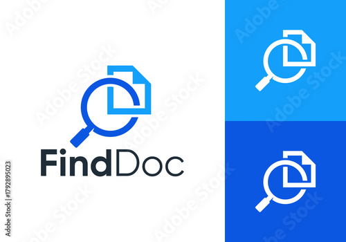 magnifying glass with document logo vector graphic design
