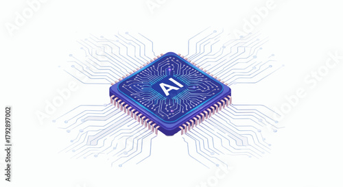 AI Technology Vector Icon – Simple Realistic Style