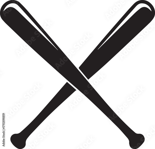 Crossed Baseball Bats Silhouette Vector IconPrint