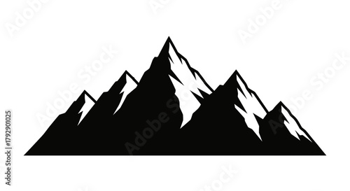 Majestic black and white mountain range silhouette offers a powerful symbol of achievement, adventure, and natural beauty for your projects.