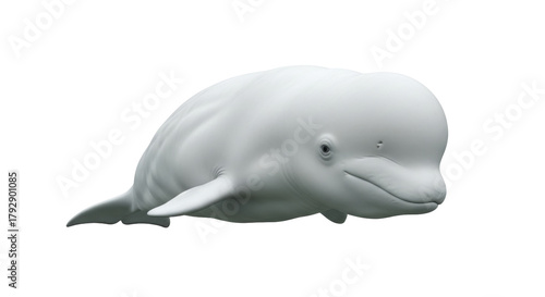 Fotografie Isolated Beluga Whale Creature Swimming Underwater, Arctic Mammal, Marine Animal