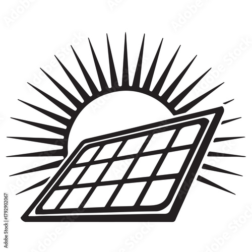 Solar panel absorbing sunlight a clean energy source illustration