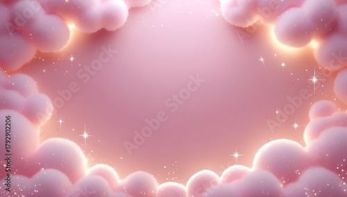 pink background with pink clouds and glitter