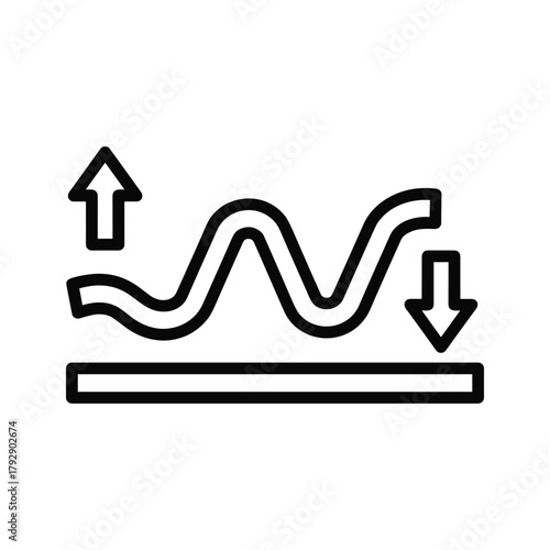 Line graph showing fluctuating trend with upward and downward arrows