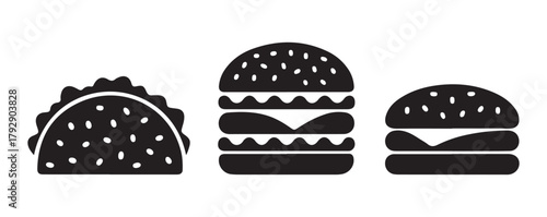  Classic Single Burger Icon. Vector EPS 10