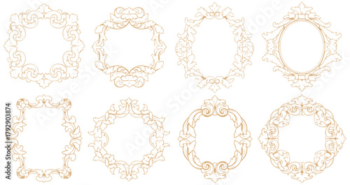 Elegant ornate scrollwork frames add decorative flair to designs