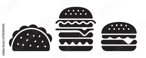  Classic Single Burger Icon. Vector EPS 10