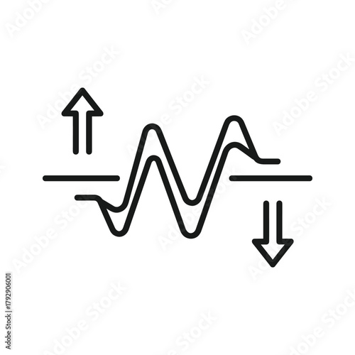 Interest rate fluctuation graph with up and down arrows