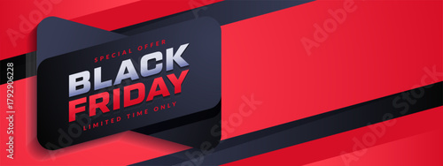 Black friday sale horizontal banner design concept, template for media promotion and social media business post with copy space	