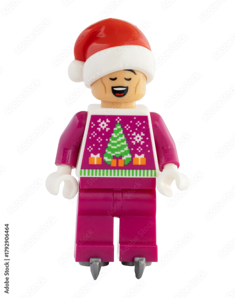 Naklejka premium Dortmund - Deutschland 10. November 2025 - Lego Minifigure Frau auf Schlittschuh- Studio Aufnahme