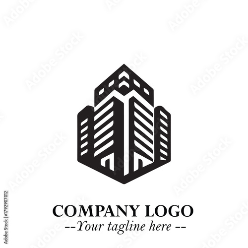 Building Logo Symbol in Black on the White Background with Modern Minimal Architecture Design