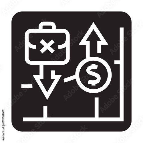 phillips curve black line icon for digital and print projects.