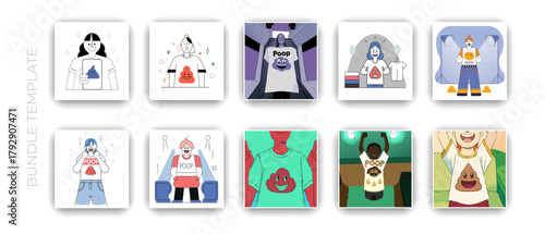Cute Cartoon Ice Cream Character T-Shirt Design Collection