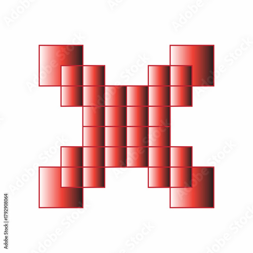 Dynamic Red Geometric X Form Digital Art