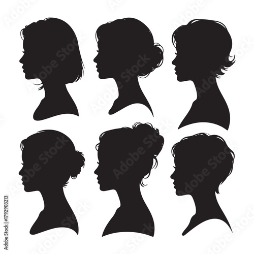 Woman heads in profile vector