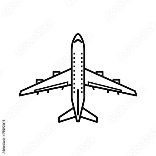 Top view of a commercial airplane