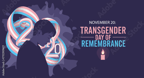 Remembering and honoring transgender lives lost on November 20th, a poignant illustration for social awareness campaigns and inclusive community events, fostering empathy and remembrance