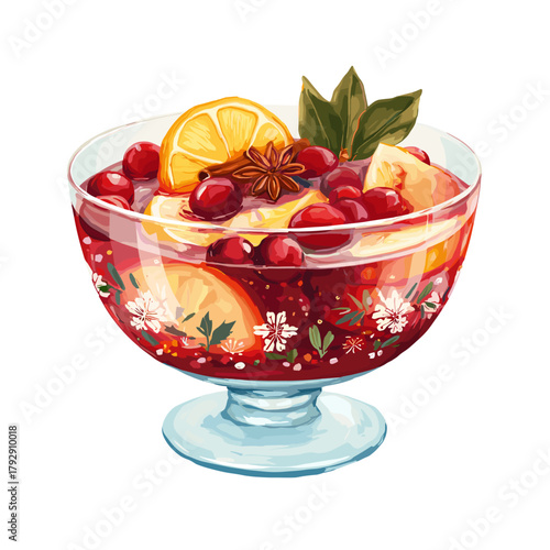 Vector illustration of a bowl of christmas punch