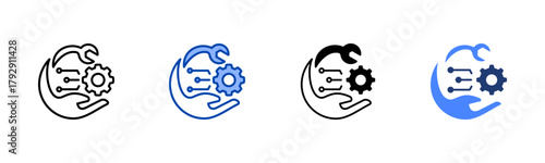 Technological Advancement icon set multiple style collection