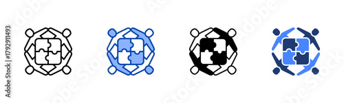 Partnerships icon set multiple style collection