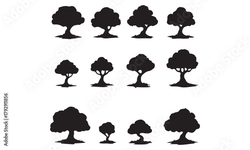 Collection of Stylized Tree Silhouettes