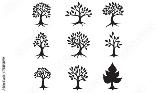 Collection of Stylized Tree Silhouettes