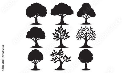 Collection of Stylized Tree Silhouettes