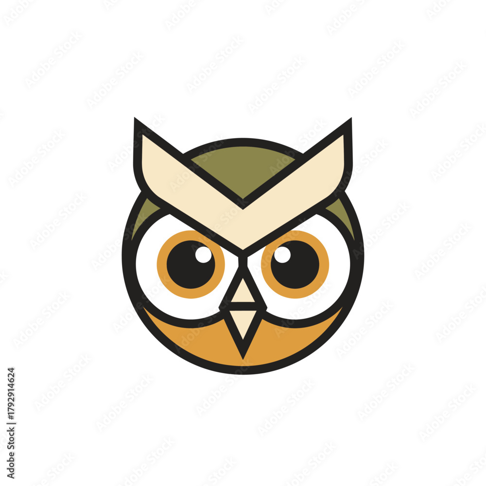 Fototapeta premium A Cute Owl Head Logo Design with Geometric Elements and Playful Colors