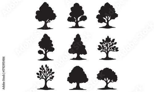 Collection of Stylized Tree Silhouettes
