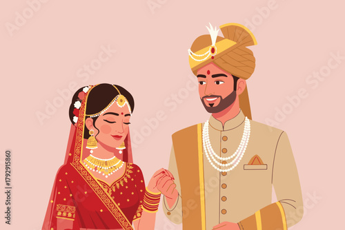 Indian Wedding Couple Illustration