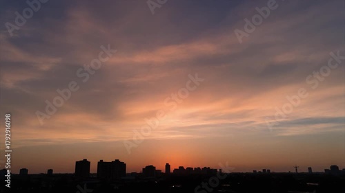 Skyline Below High Angle Sunset Clouds