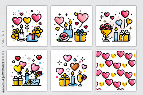 Romantic Gifts & Candle Icons Bundle