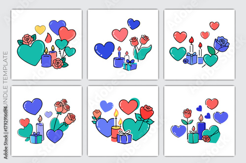 Romantic Gifts & Candle Icons Bundle