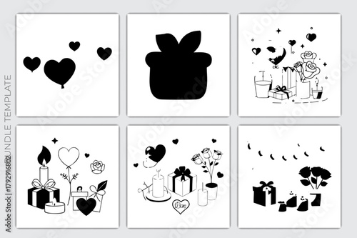 Romantic Gifts & Candle Icons Bundle