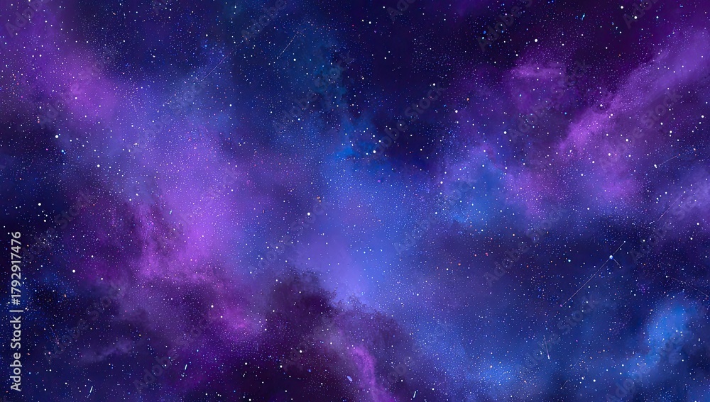 Fototapeta premium Cosmic expanse Nebula with purples, blues, starlight fills the dark void