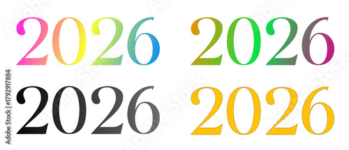 Colorful Gradient 2026 Typography Set for New Year Design