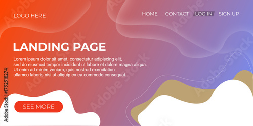 Modern Abstract Gradient Landing Page Background with Soft Fluid Wave Shapes in Red and Purple Tones