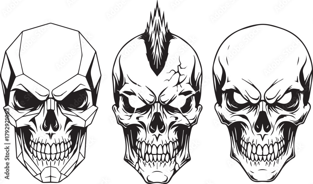 Fototapeta premium Three skulls with different styles